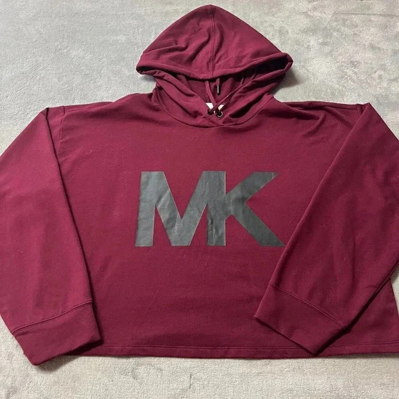 Michael Kors Merlot Cropped Oversized Hoodie - Picture 3 of 10